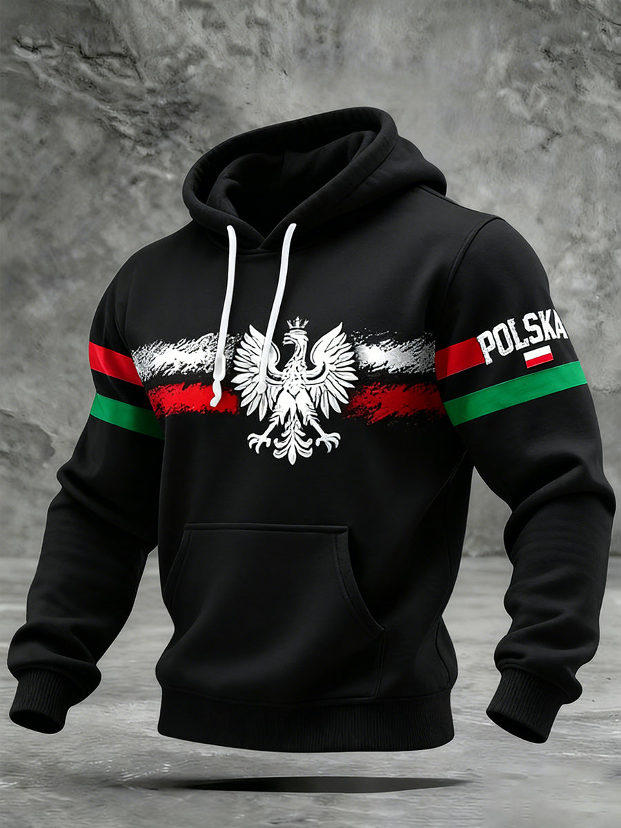 Męska Vintage Polski Art Print Casual I Wygodna Bluza