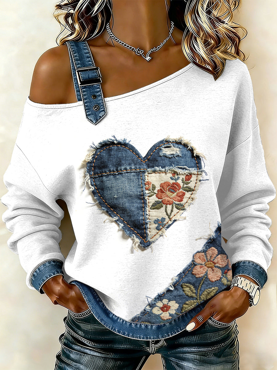 Damska bluza z motywem patchworku w stylu vintage