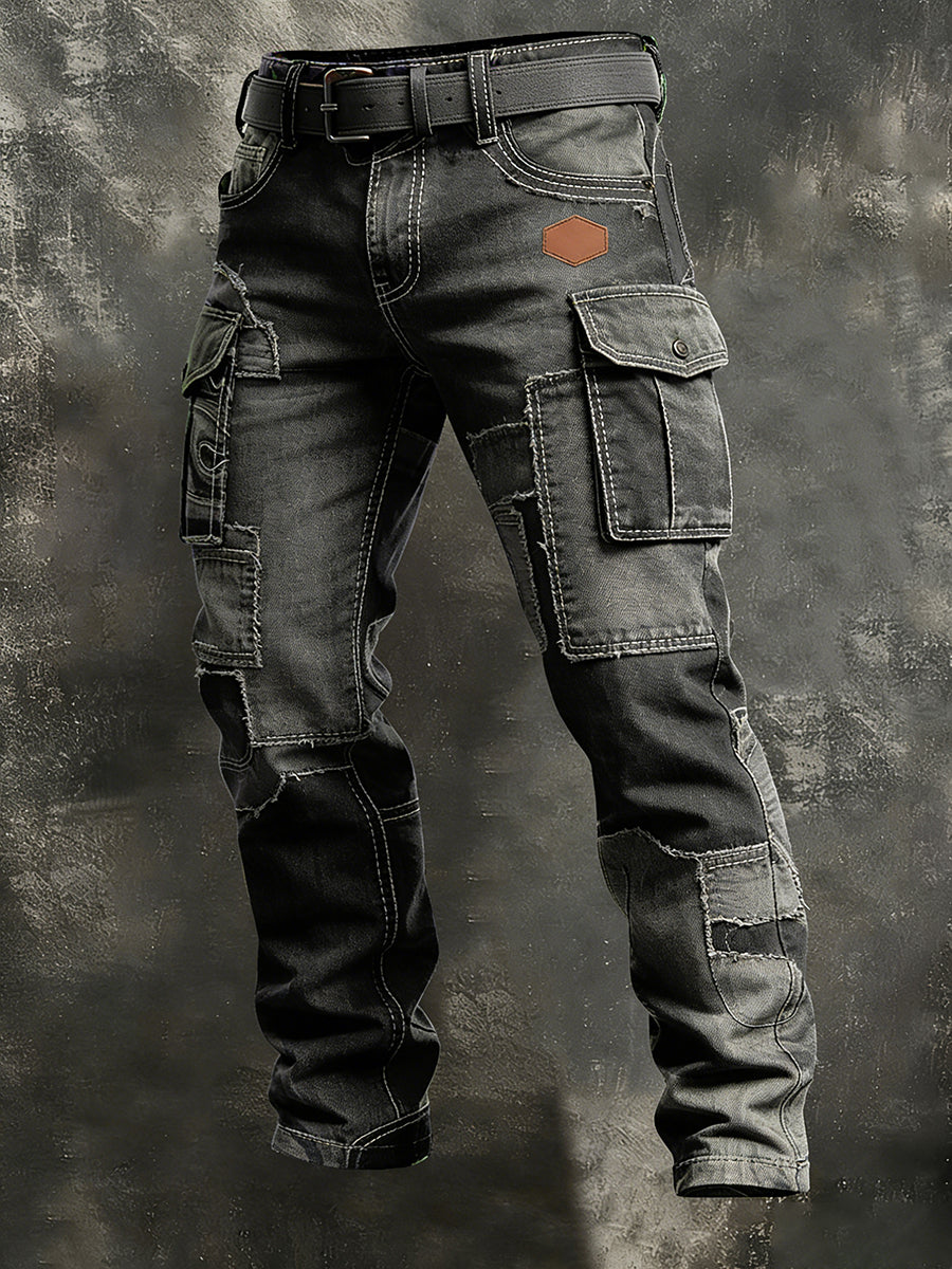 Męskie spodnie robocze retro styl biznesowy na co dzień