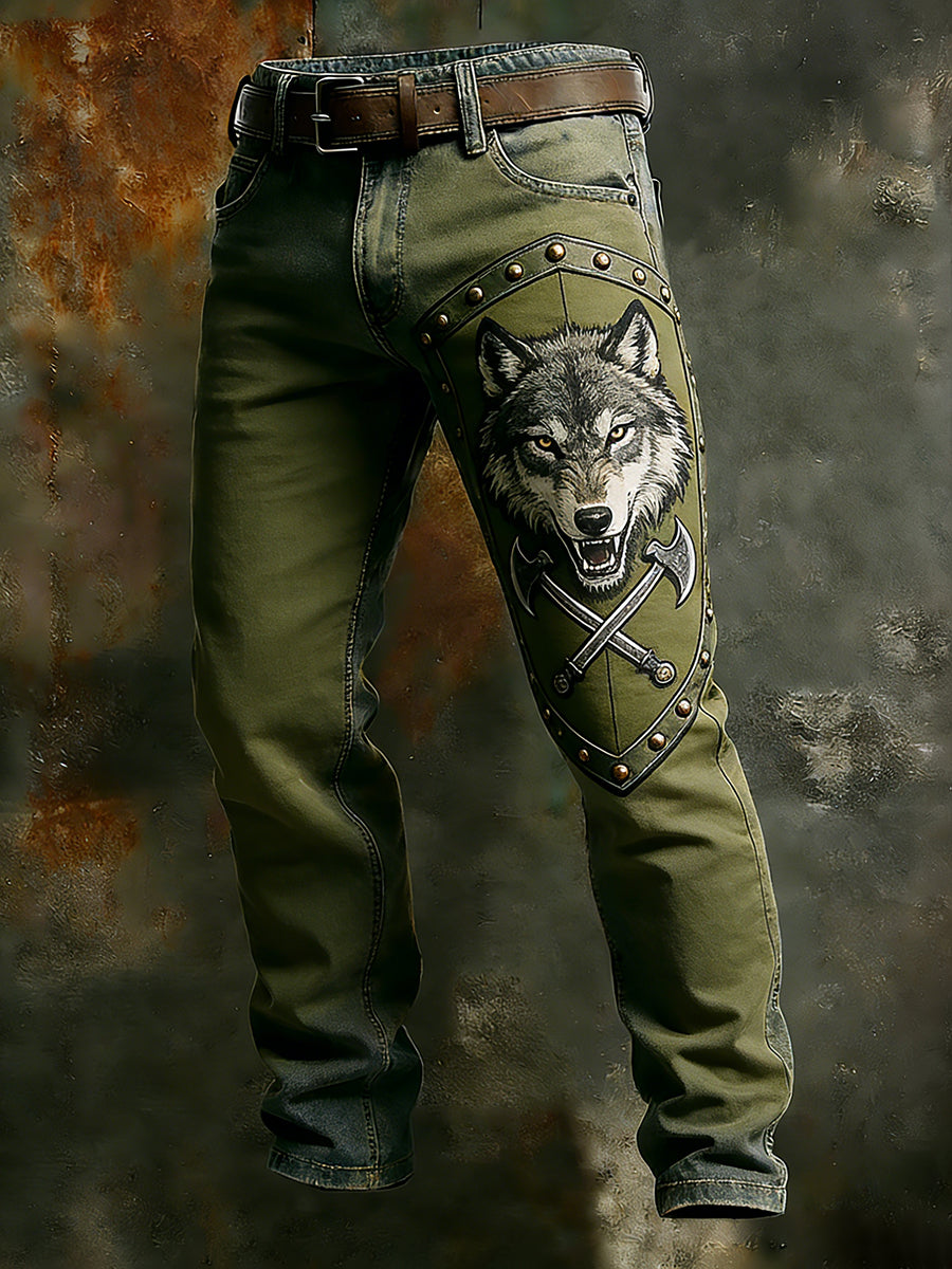 Męskie spodnie robocze retro styl biznesowy na co dzień