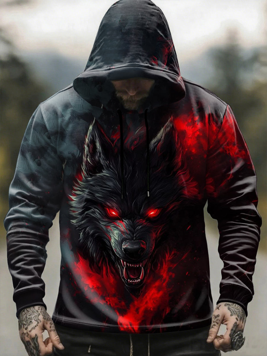 Męska bluza z kapturem Viking Wolf