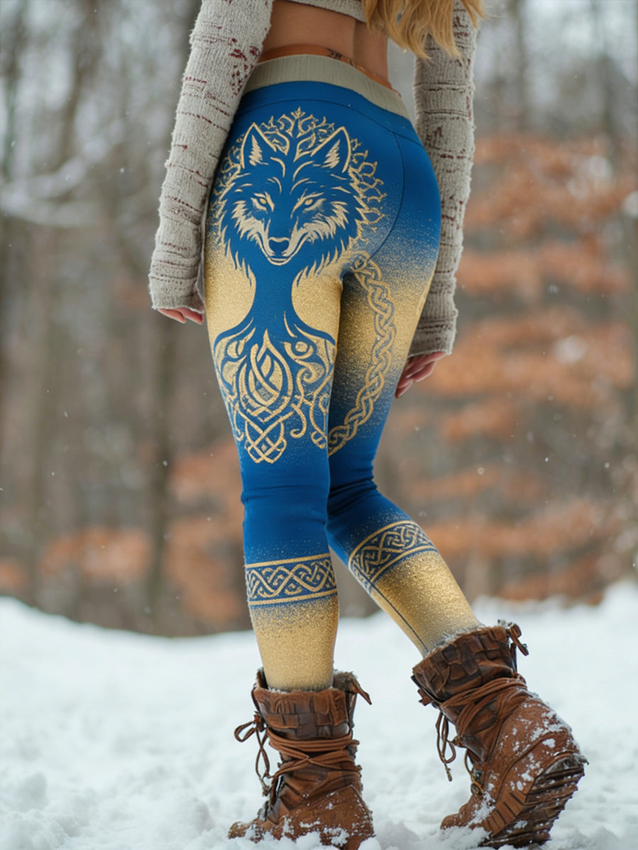 Damskie Retro Viking Celtic Art Wzór Atletyczne Stretch Legginsy