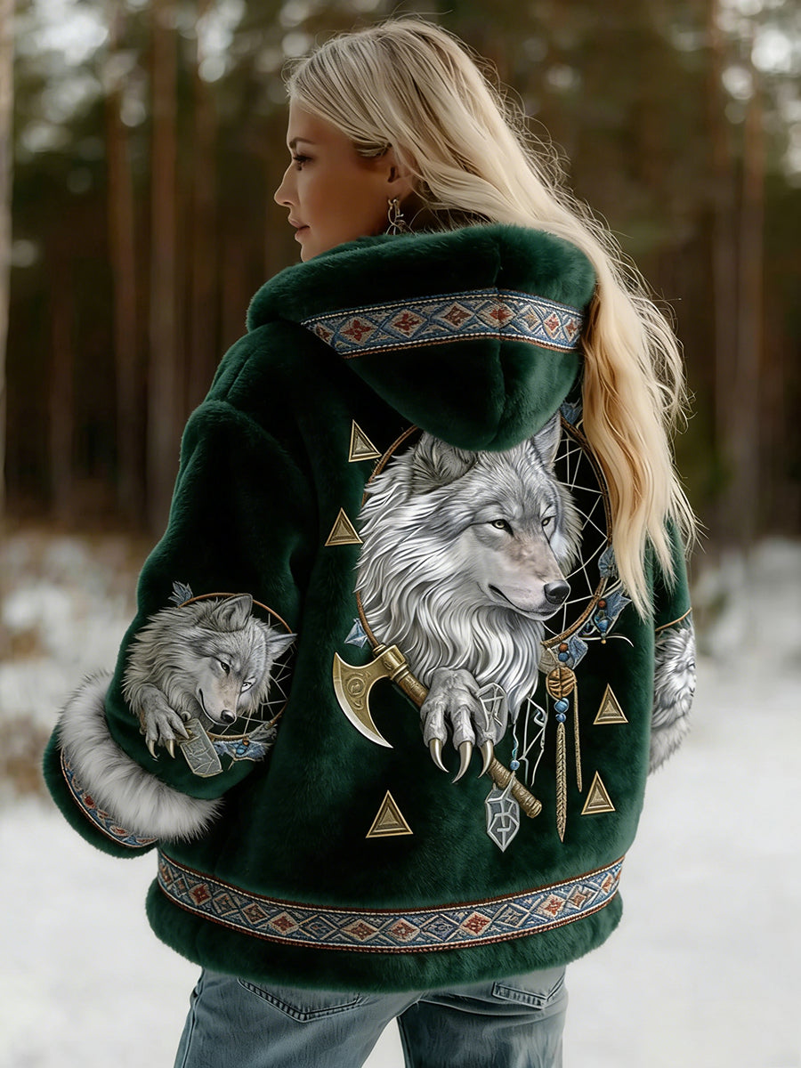 Damska kurtka z flanelowym wzorem Viking w stylu celtyckim w stylu vintage