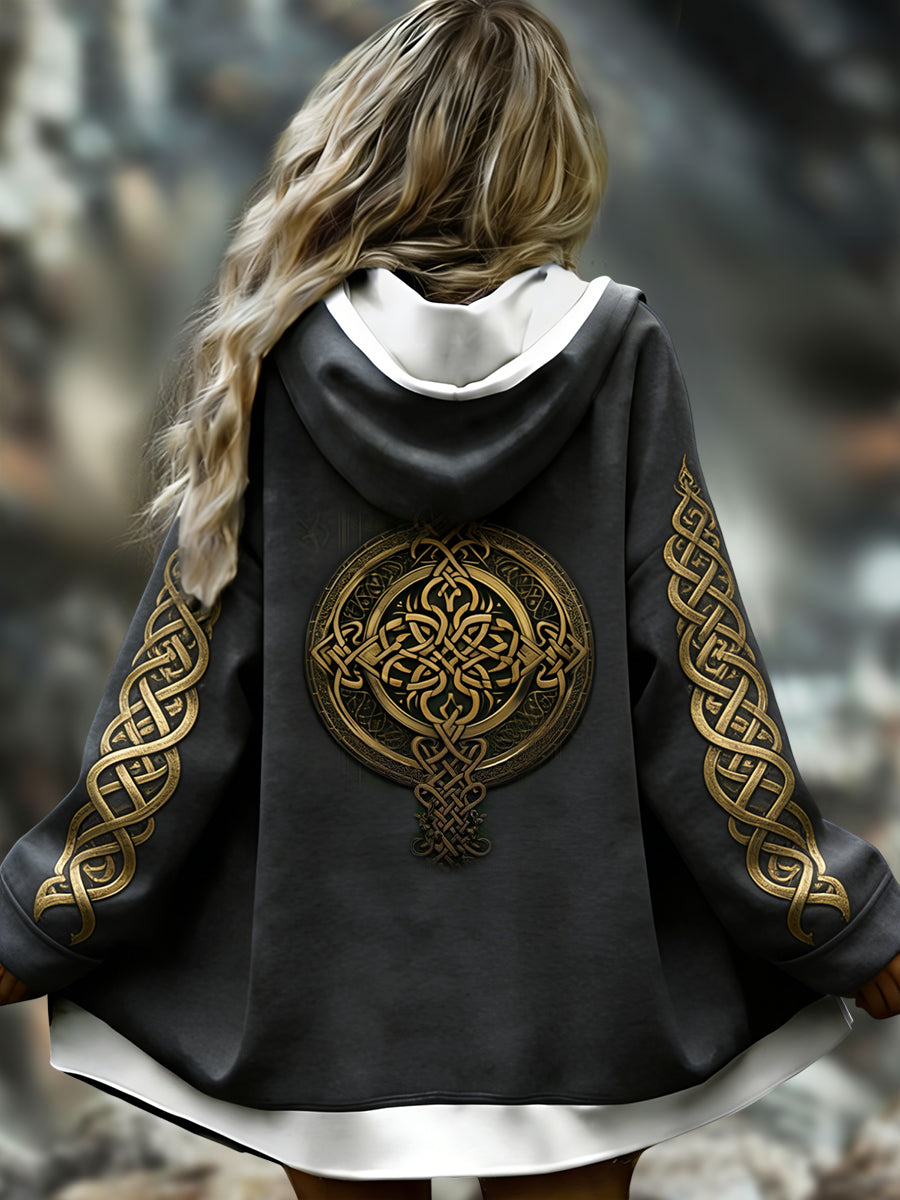 Damska kurtka z kapturem w stylu vintage z krzyżem