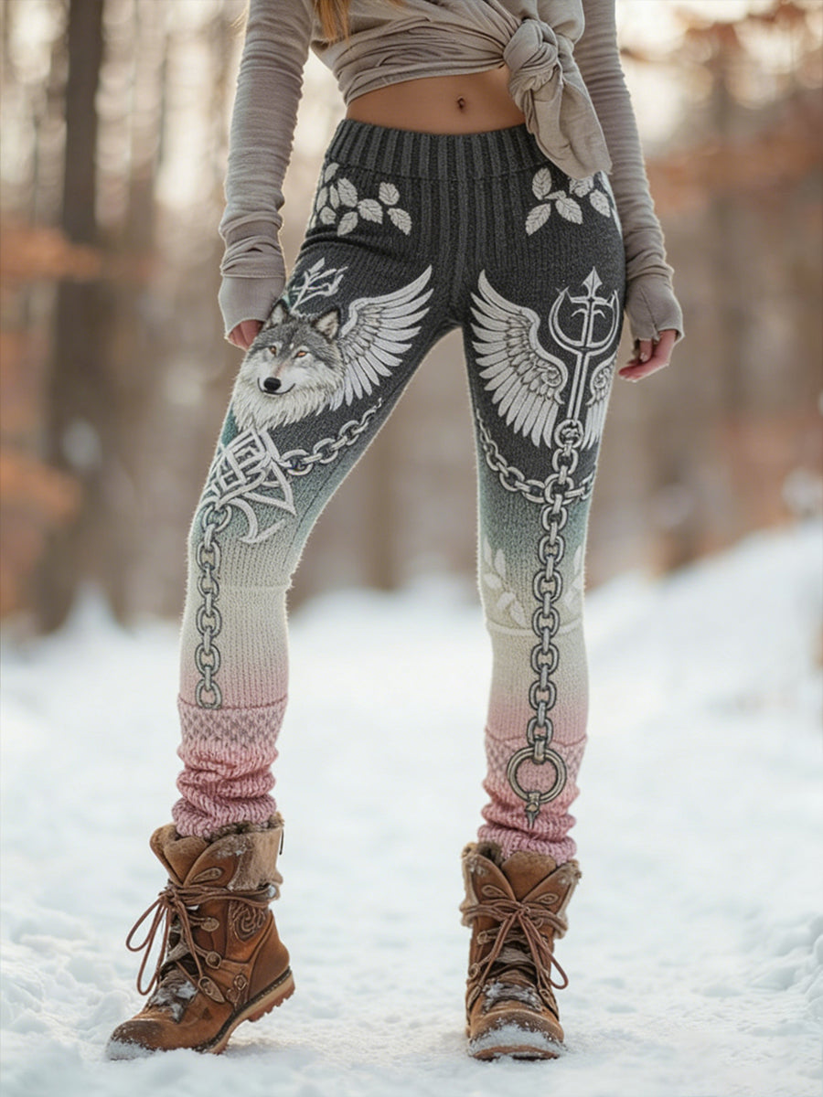 Damskie Retro Viking Celtic Art Wzór Atletyczne Stretch Legginsy