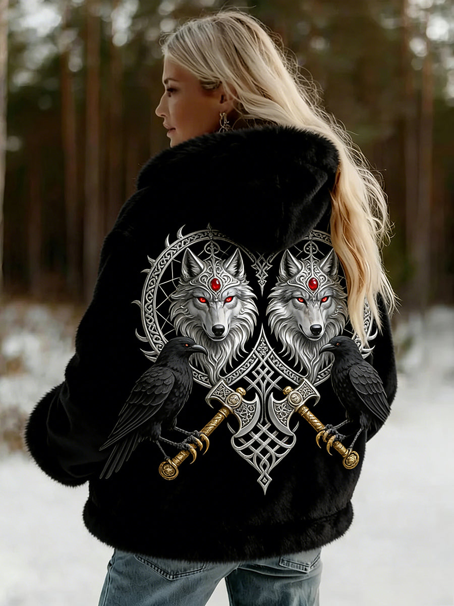 Damska kurtka z flanelowym wzorem Viking w stylu celtyckim w stylu vintage