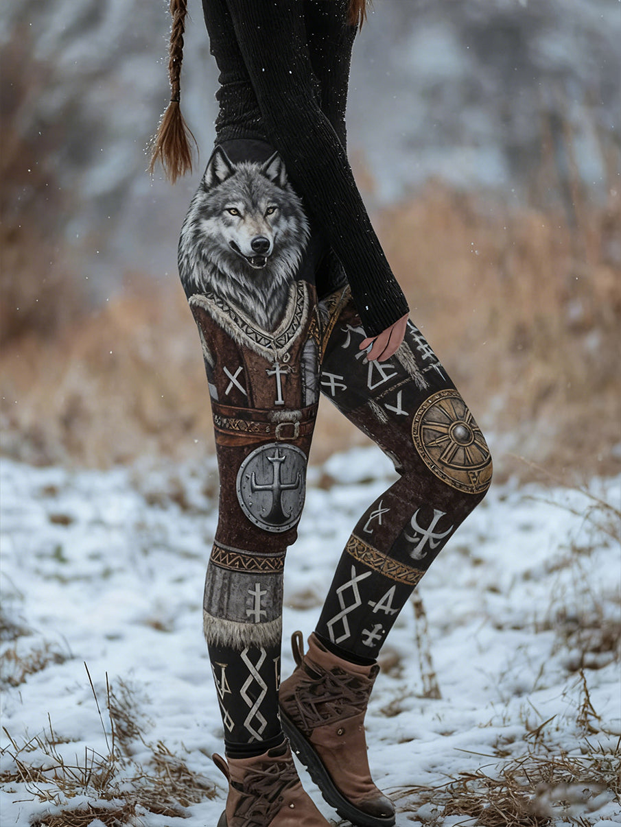 Damskie Retro Viking Celtic Art Wzór Atletyczne Stretch Legginsy