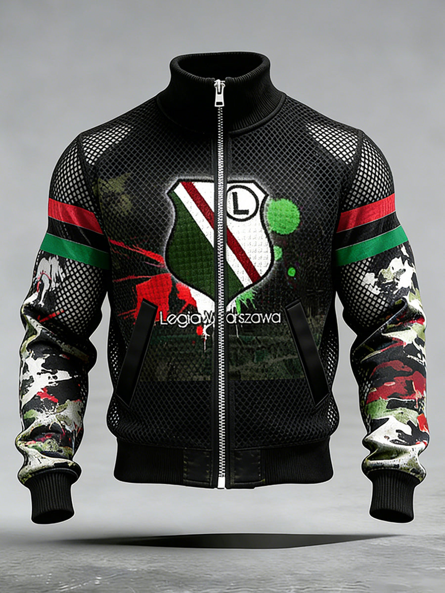 Męski Vintage Polski Art Print Casual I Wygodna Kurtka