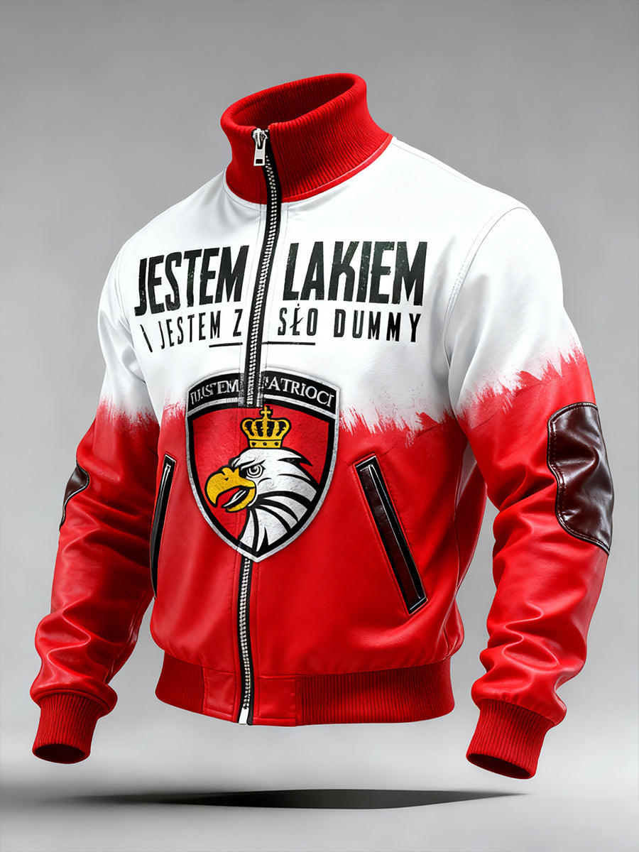 Męski Vintage Polski Art Print Casual I Wygodna Kurtka