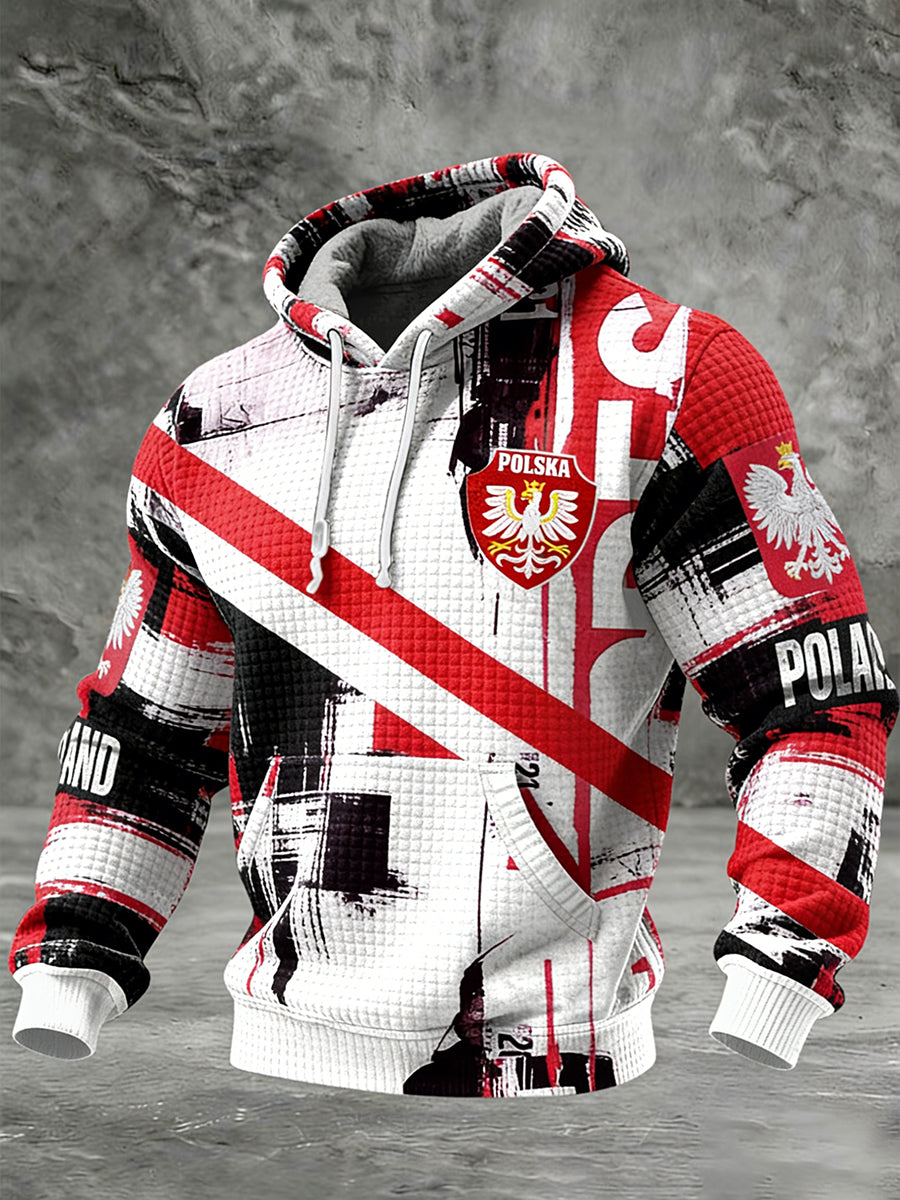 Męska Vintage Polski Art Print Casual I Wygodna Bluza