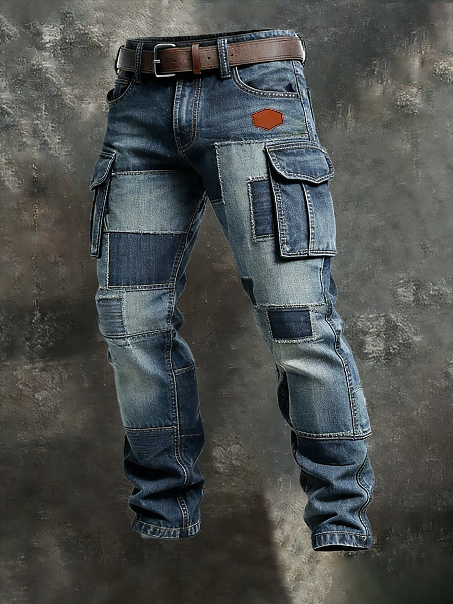 Męskie spodnie robocze retro styl biznesowy na co dzień