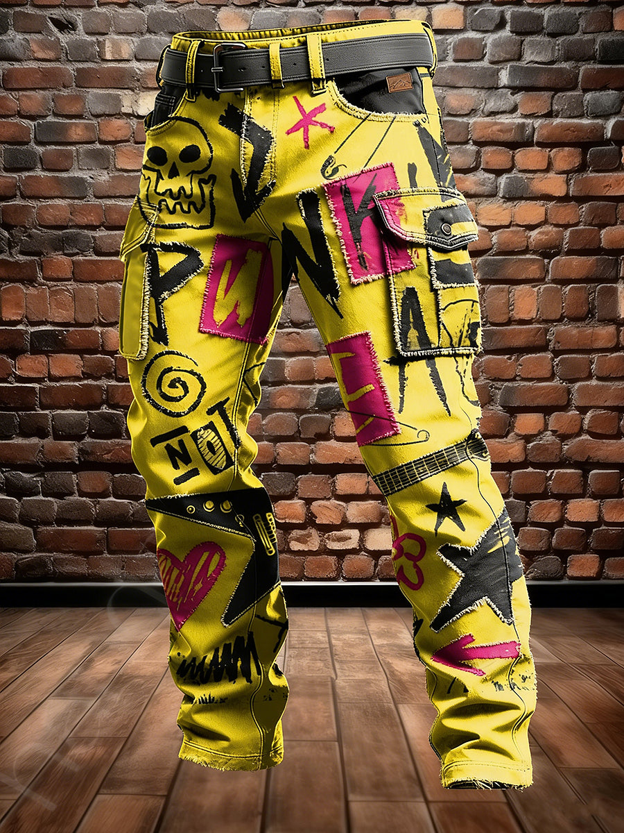 Męskie Retro Wakacje Biznesowe Punk Art Nadruk Spodnie Odzież Robocza