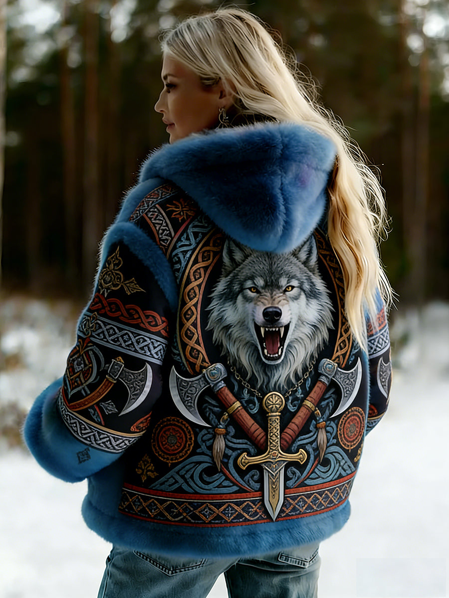 Damska kurtka z flanelowym wzorem Viking w stylu celtyckim w stylu vintage