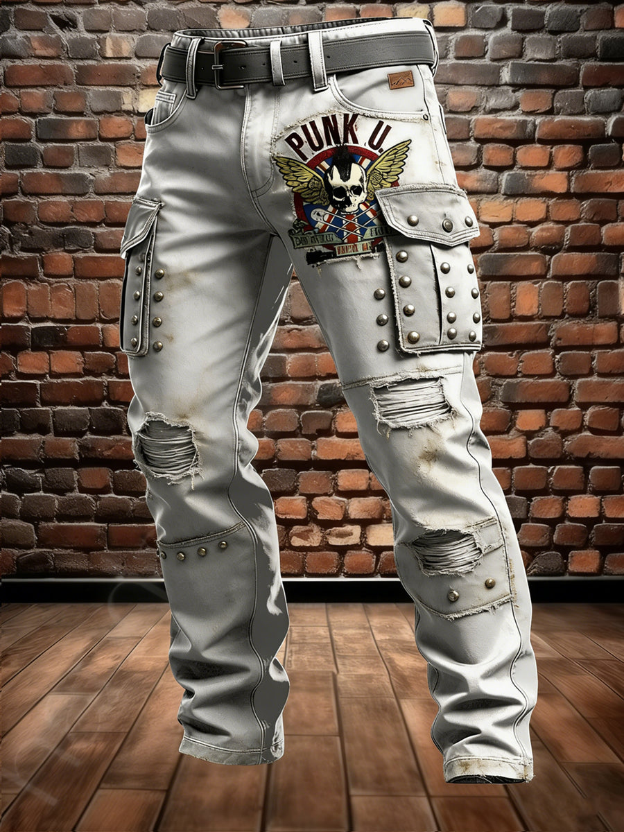 Męskie Retro Wakacje Biznesowe Punk Art Nadruk Spodnie Odzież Robocza