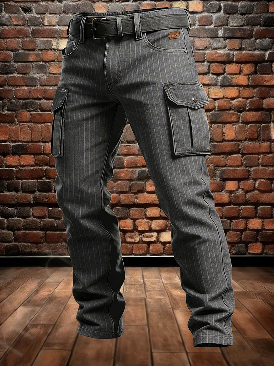 Męskie Retro Wakacje Biznesowe Stripe Nadruk Dorywczo Spodnie Robocze