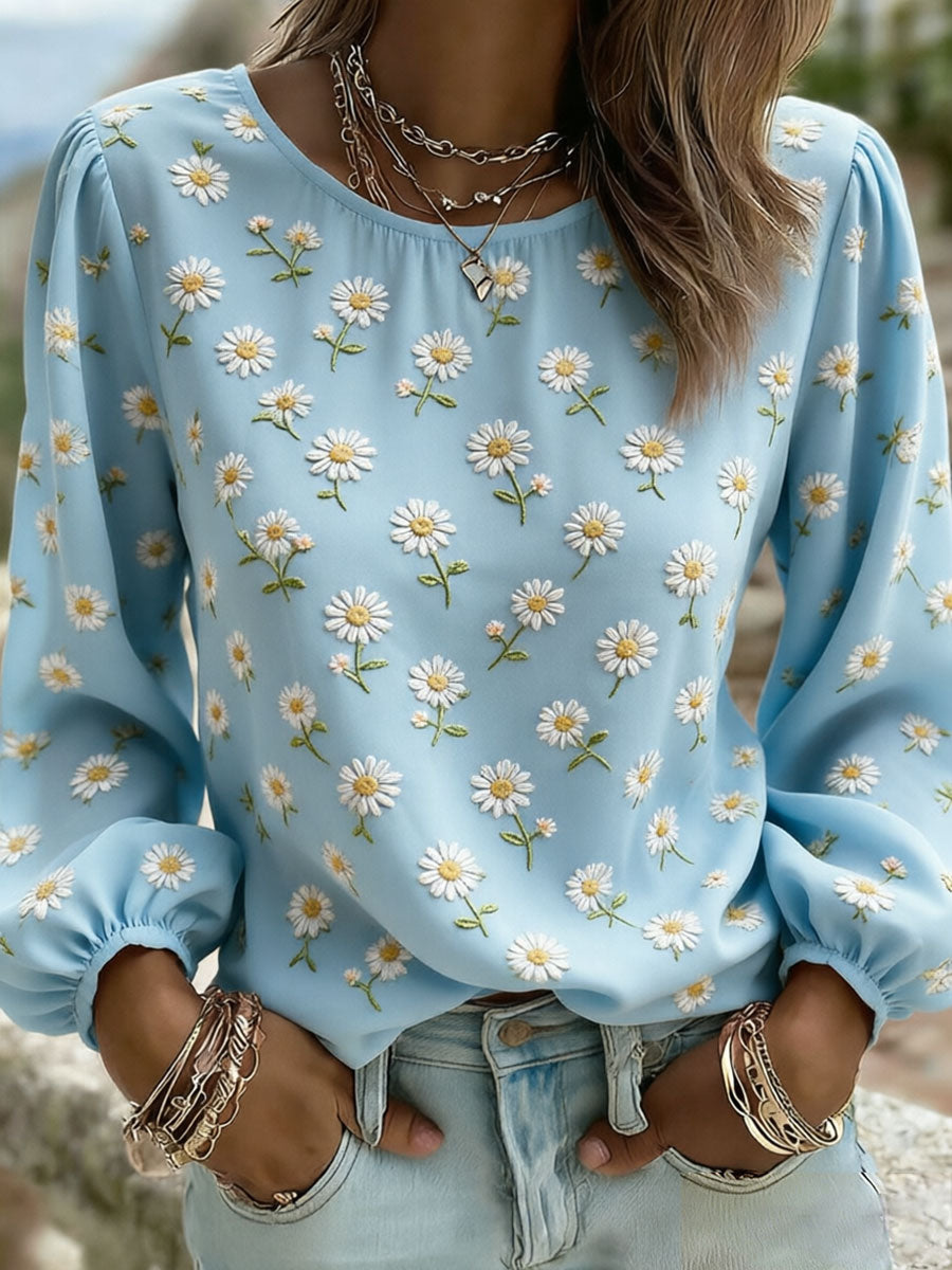 Damska koszulka Daisy Art Print Casual