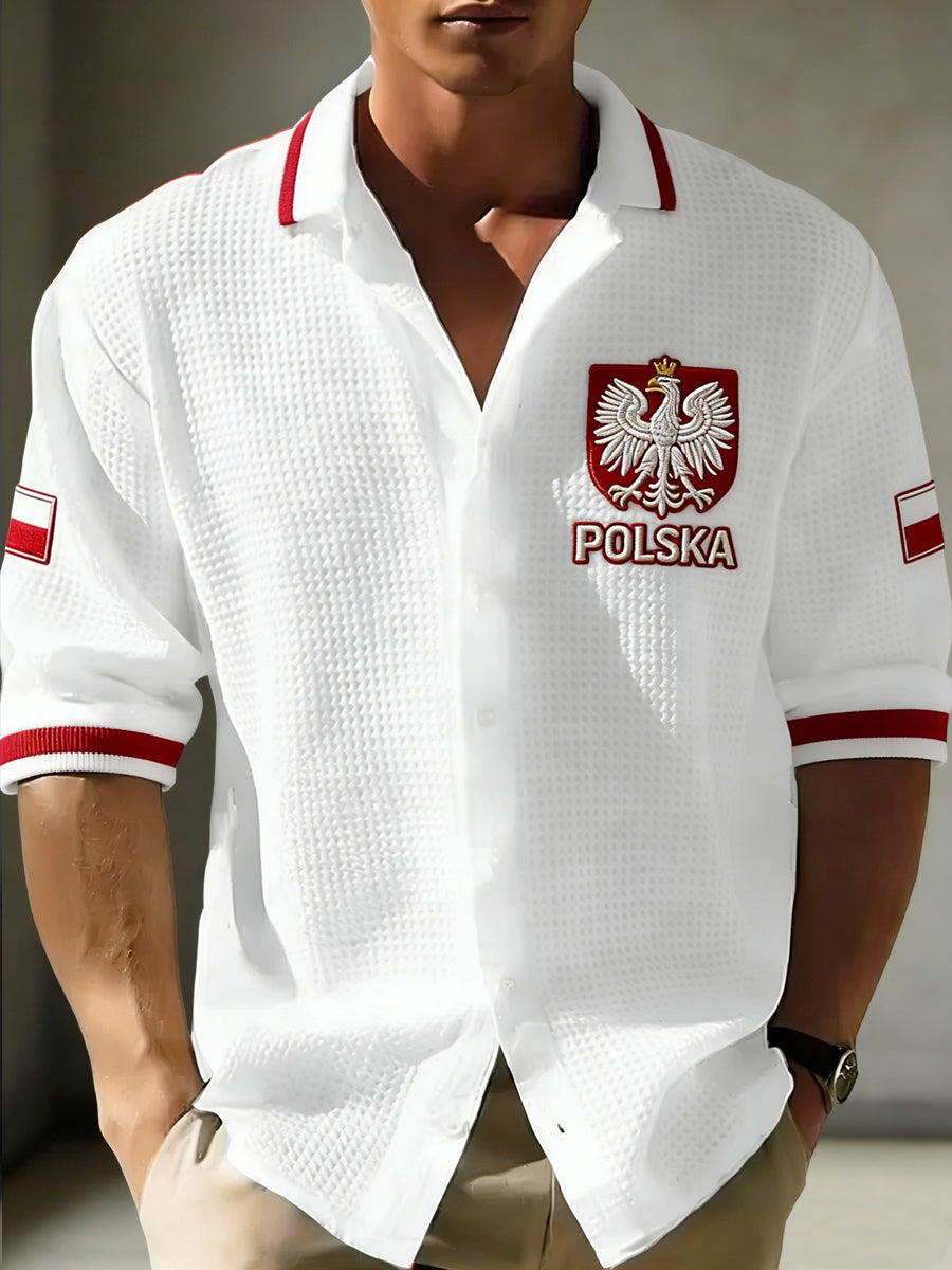 Męska koszula z polskim godłem w stylu vintage