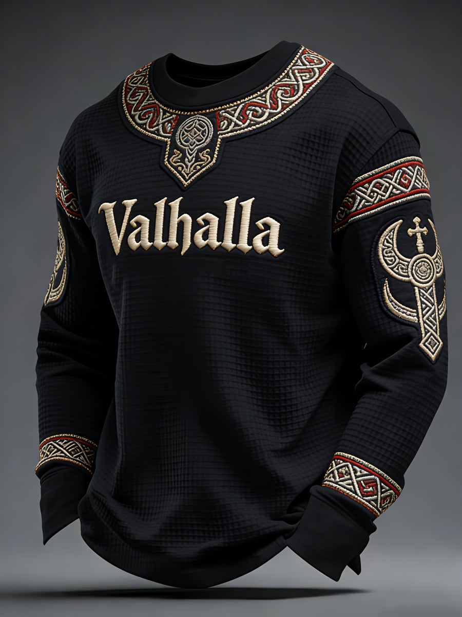 Męski top w paski w stylu wikingów Valhalla