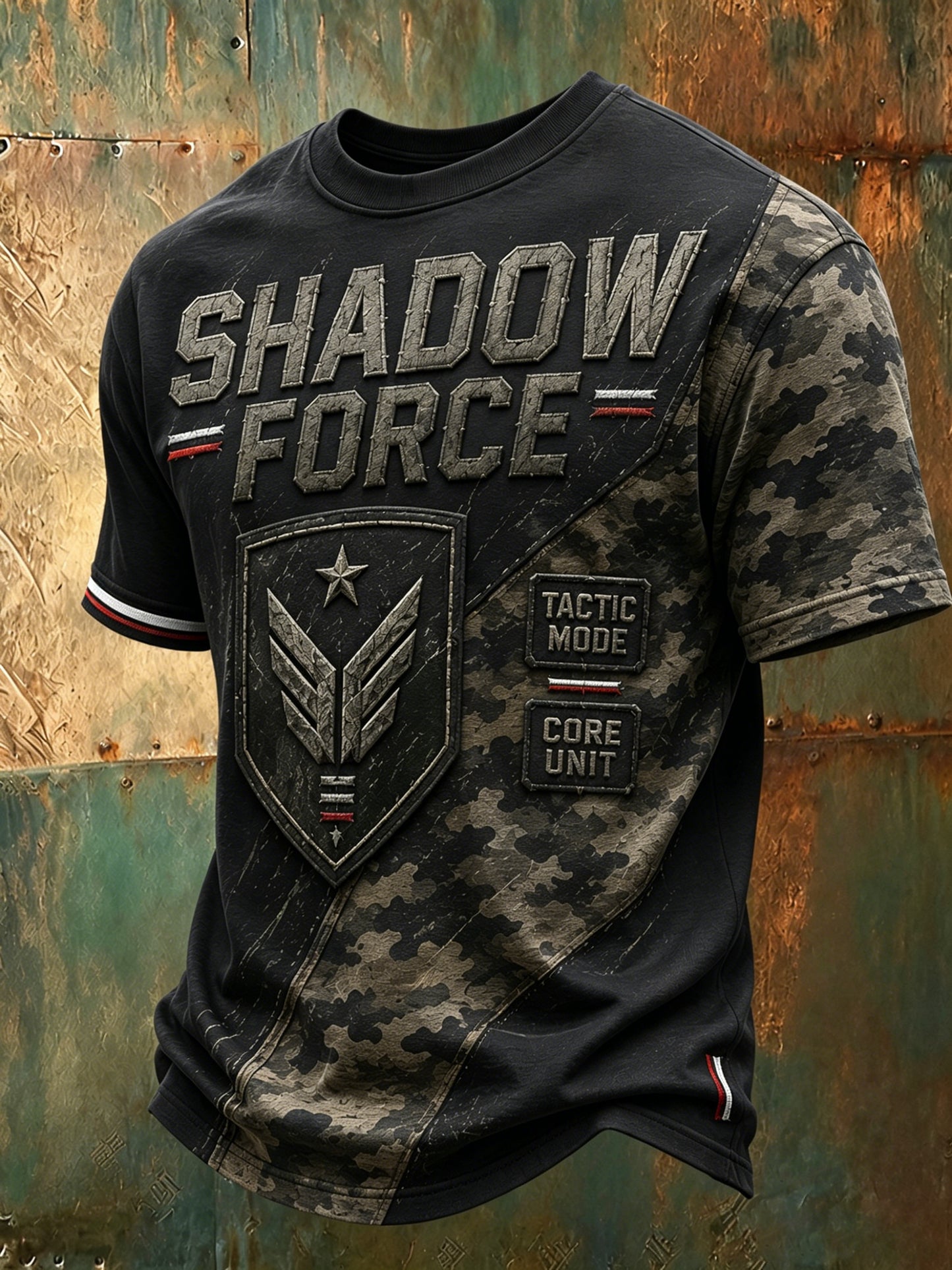 Męski polski kamuflaż Patchwork Art Print T-Shirt