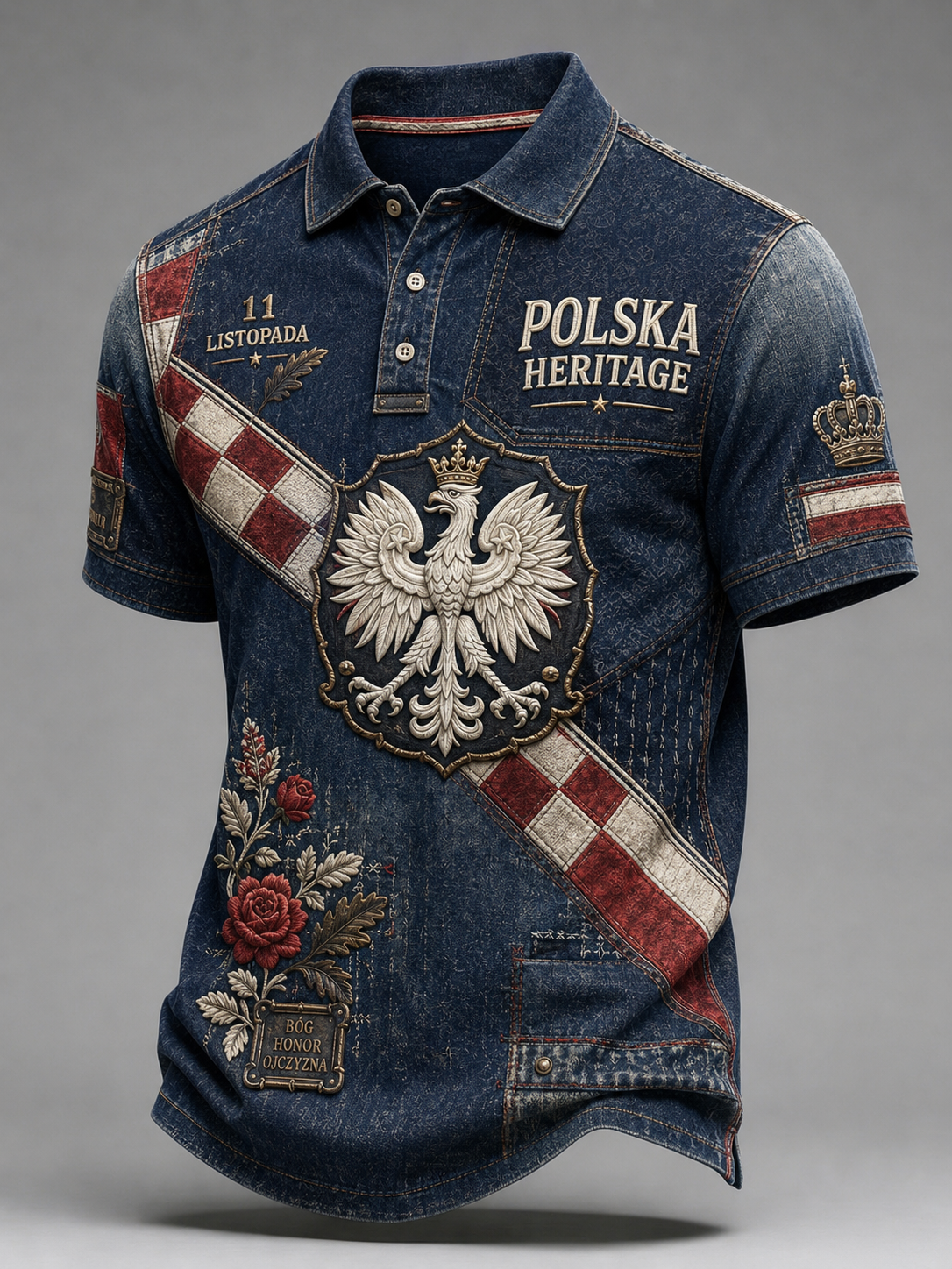 Męska koszula z krótkim rękawem na Dzień Niepodległości Polski
