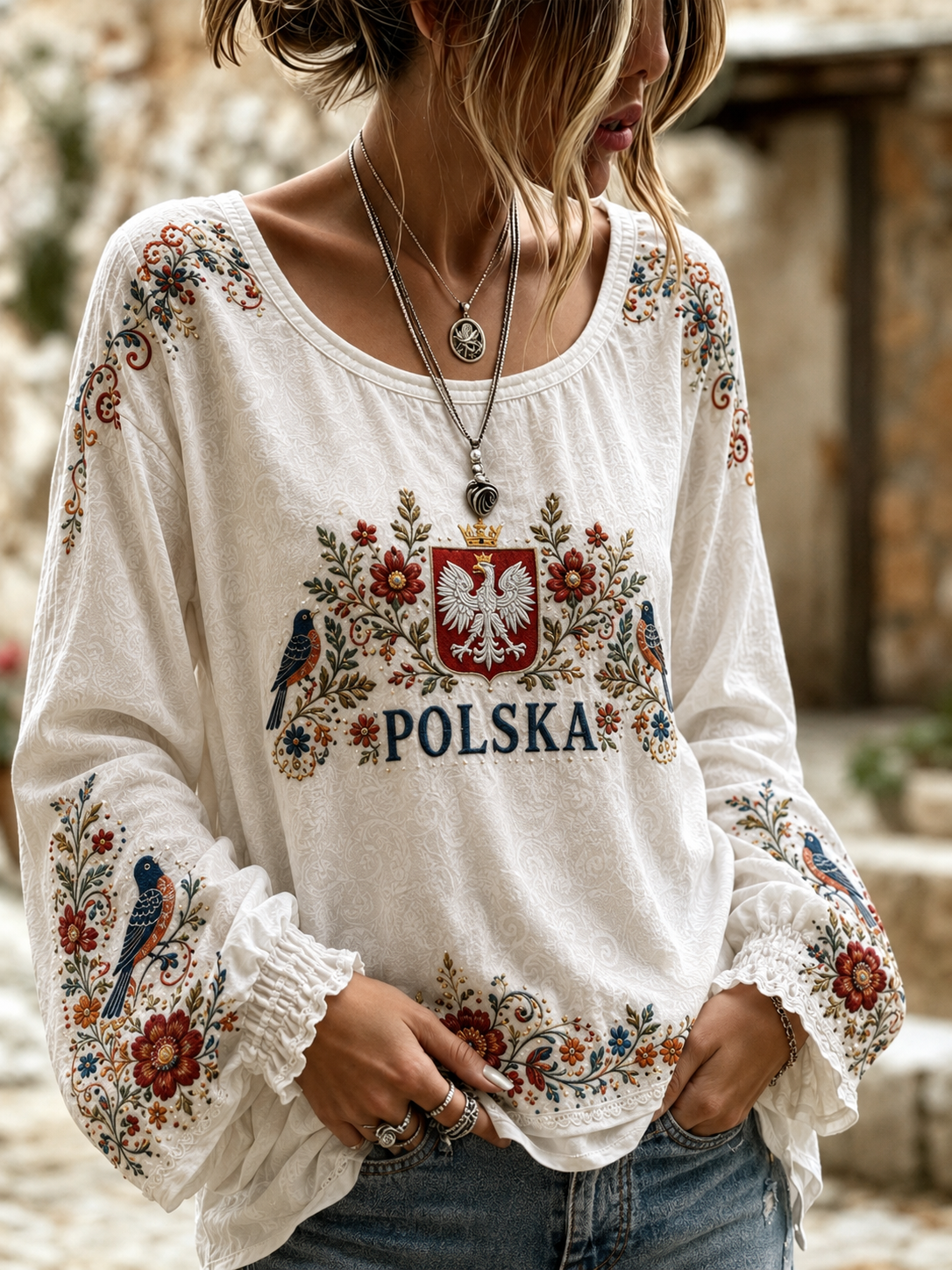 Damska koszula polska z bawełny i lnu
