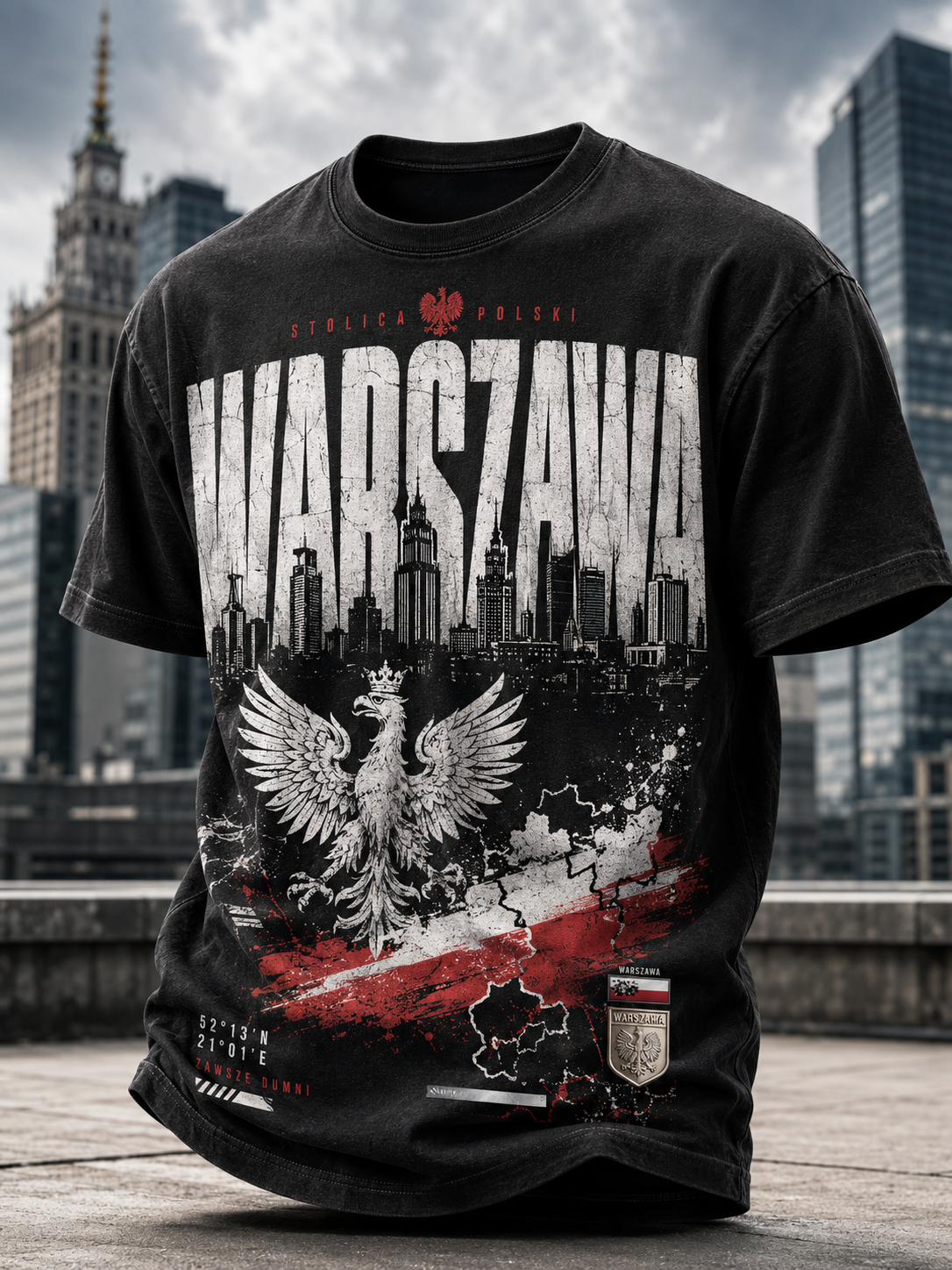 Męski t-shirt z krótkim rękawem z Polską
