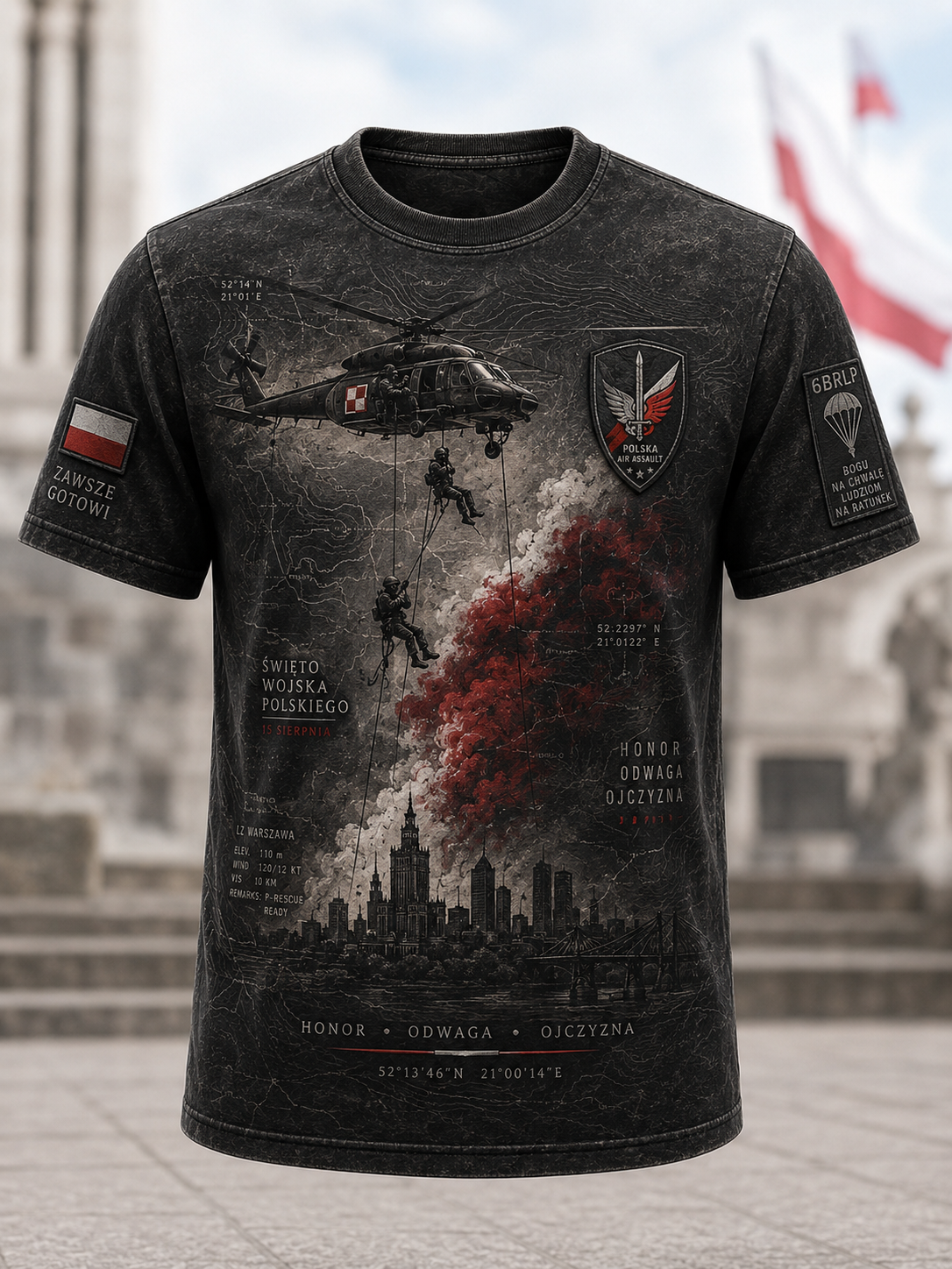 Męski t-shirt wojskowy polskich sił zbrojnych z krótkim rękawem