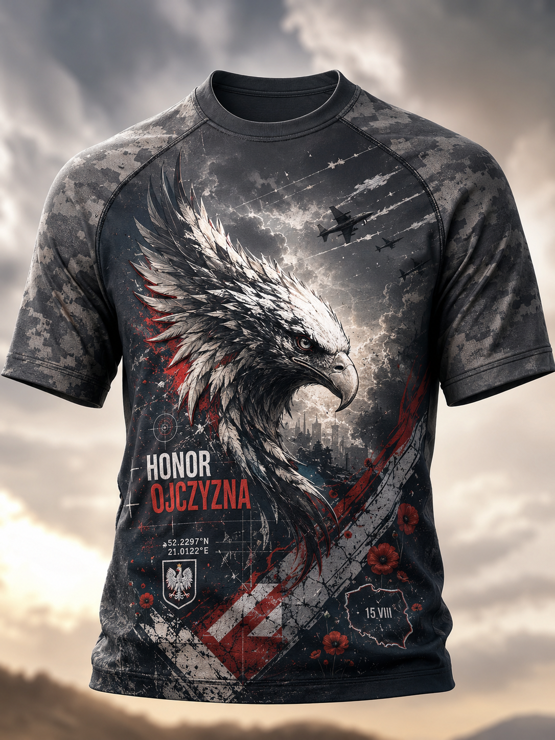 Męski t-shirt wojskowy polskich sił zbrojnych z krótkim rękawem