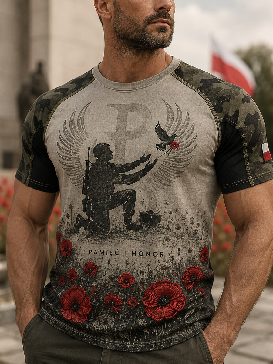 Męski t-shirt wojskowy polskich sił zbrojnych z krótkim rękawem