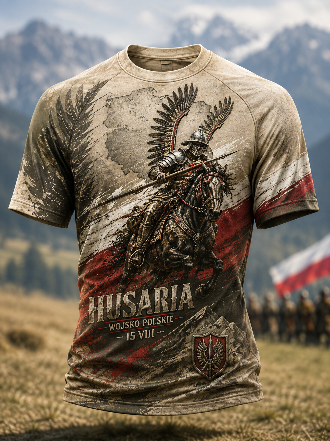 Męski t-shirt wojskowy polskich sił zbrojnych z krótkim rękawem
