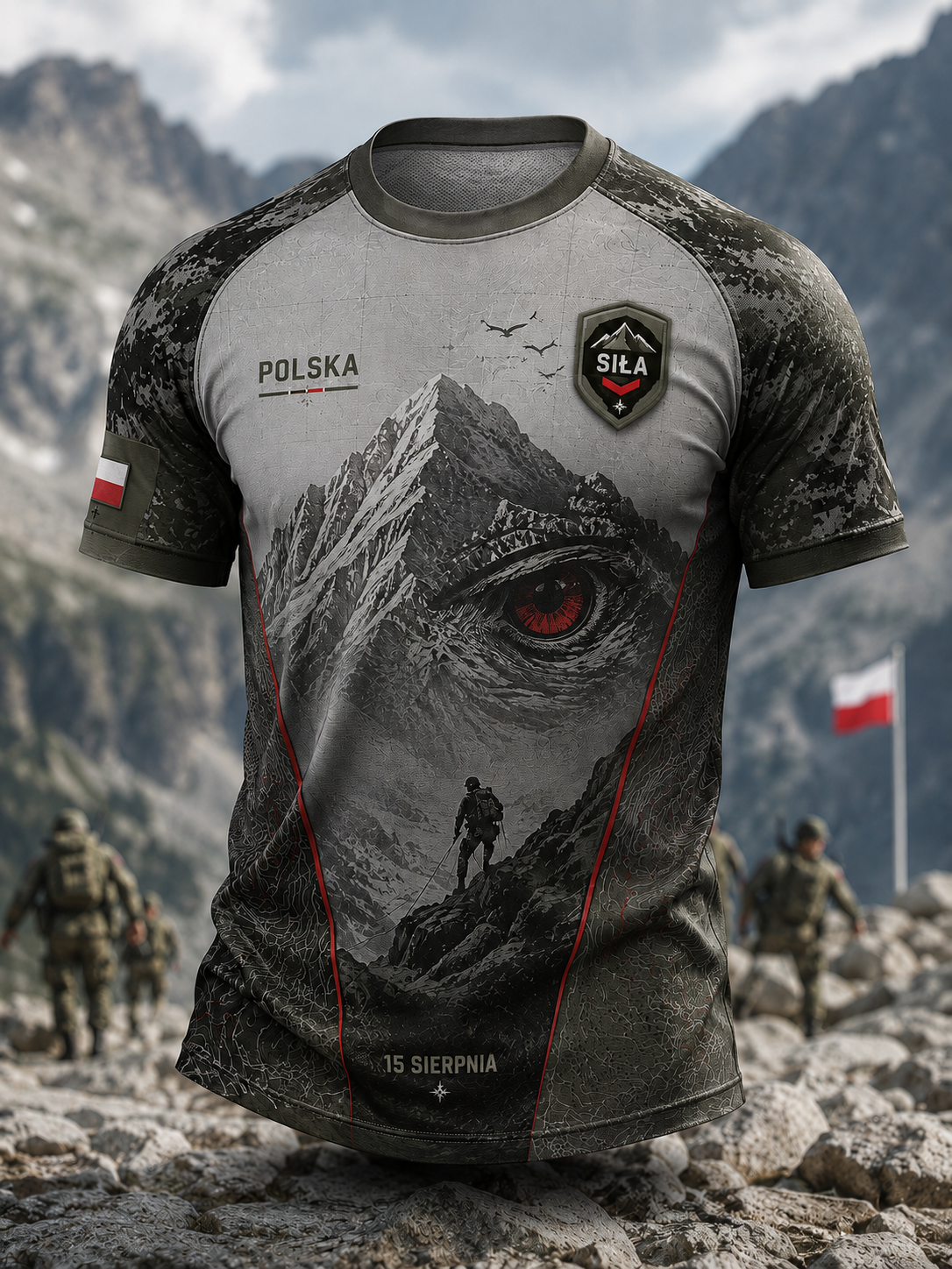 Męski t-shirt wojskowy polskich sił zbrojnych z krótkim rękawem