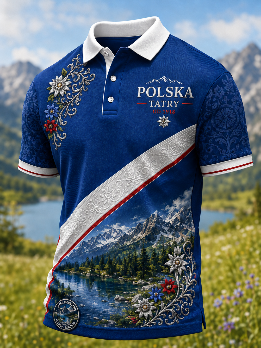 Męski polski góralski kowboj na festiwalu w Zakopanem z krótkim rękawem