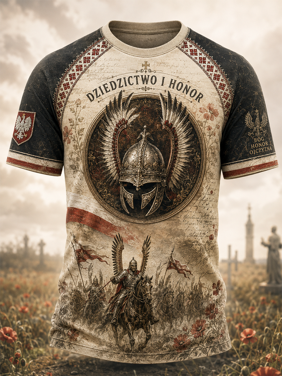 Męski t-shirt wojskowy polskich sił zbrojnych z krótkim rękawem