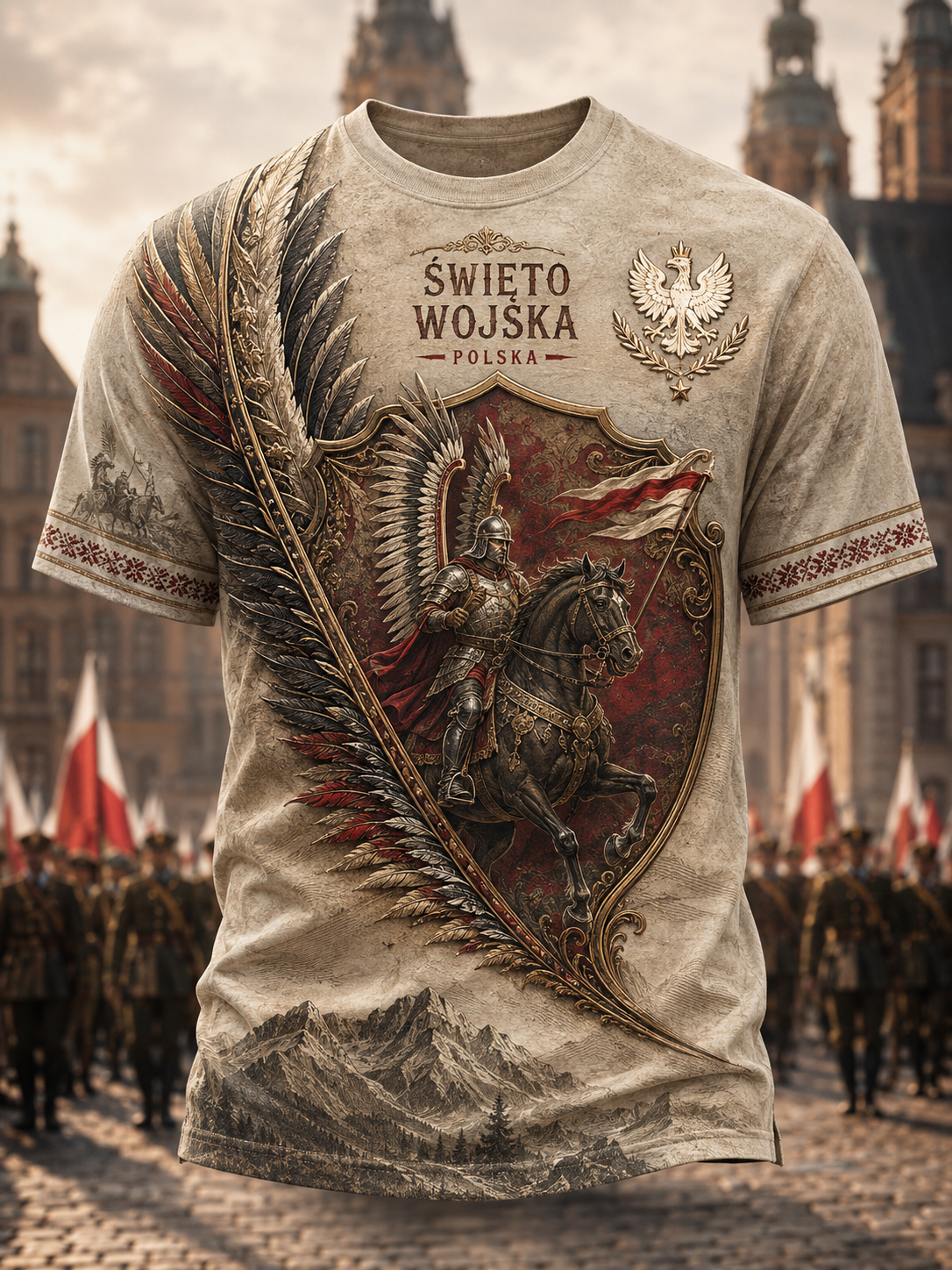 Koszulka męska z krótkim rękawem wojskowa polska
