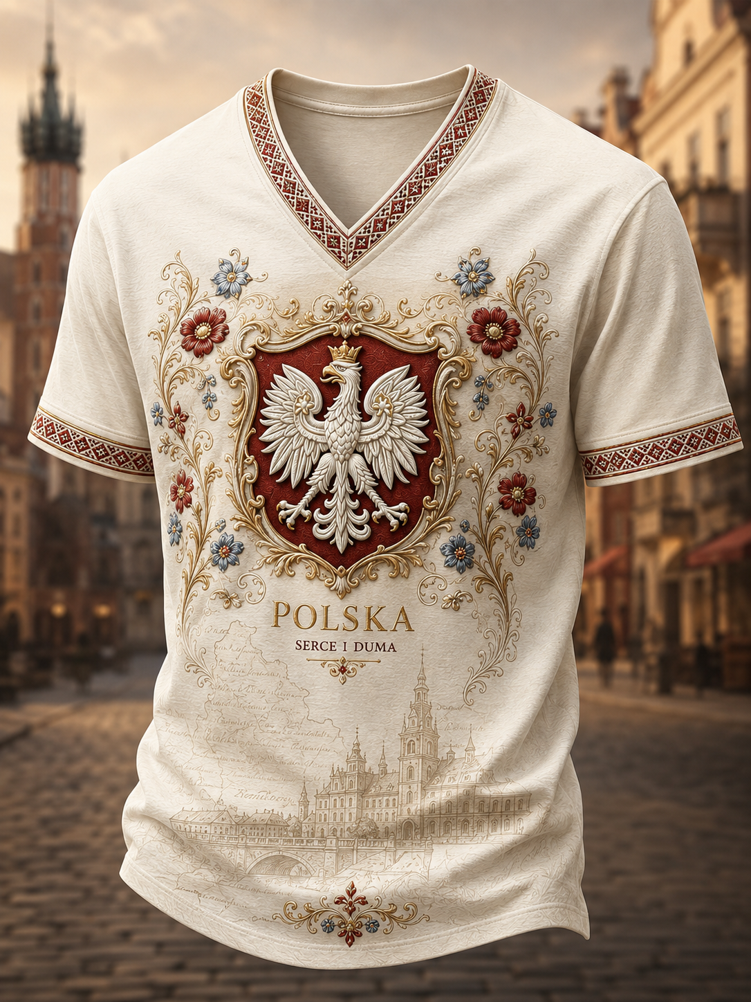 Męska koszulka z dekoltem w szpic