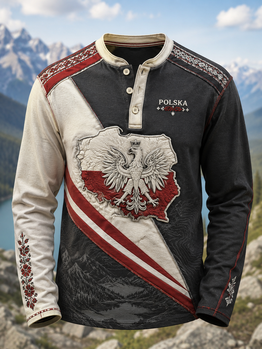 Męska Polska Casual Guzik T-Shirt