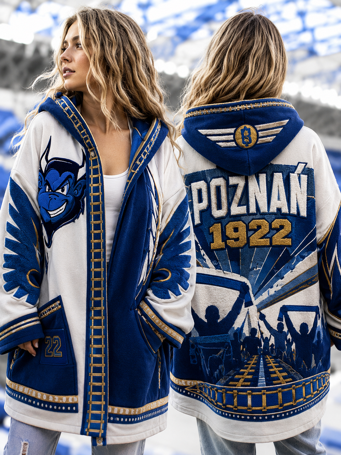 Polska piłka nożna kobiet Kolejorz Zip-Up Bluza z kapturem