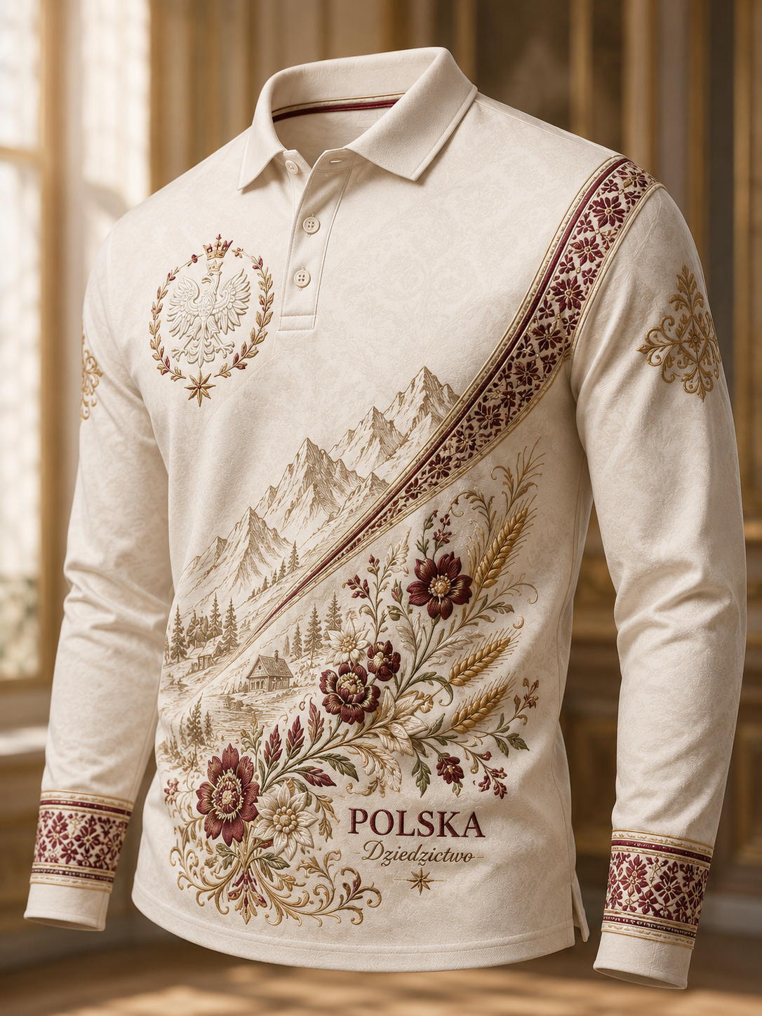 Polski koszulka polo z długim rękawem dla mężczyzn