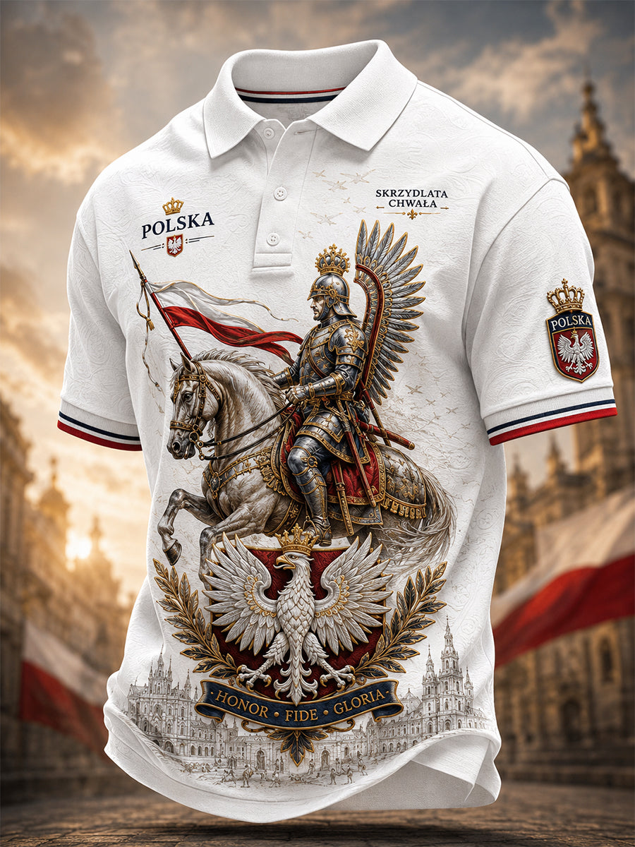 Męska koszula polskiej kultury wojskowej z krótkim rękawem