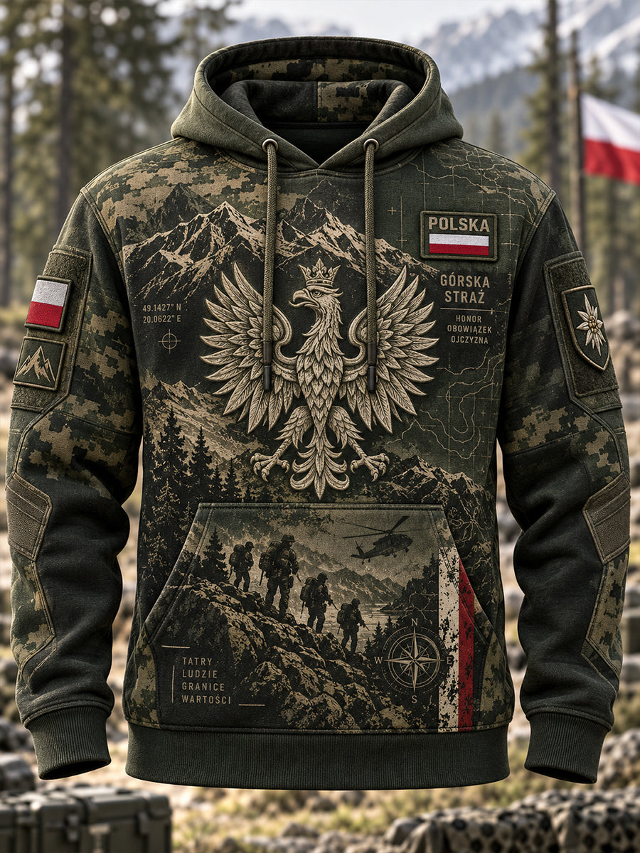 Męska kultura wojskowa Oversize bluza z kapturem z kieszeniami
