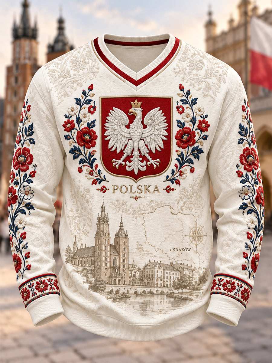 Męski polski t-shirt z długim rękawem