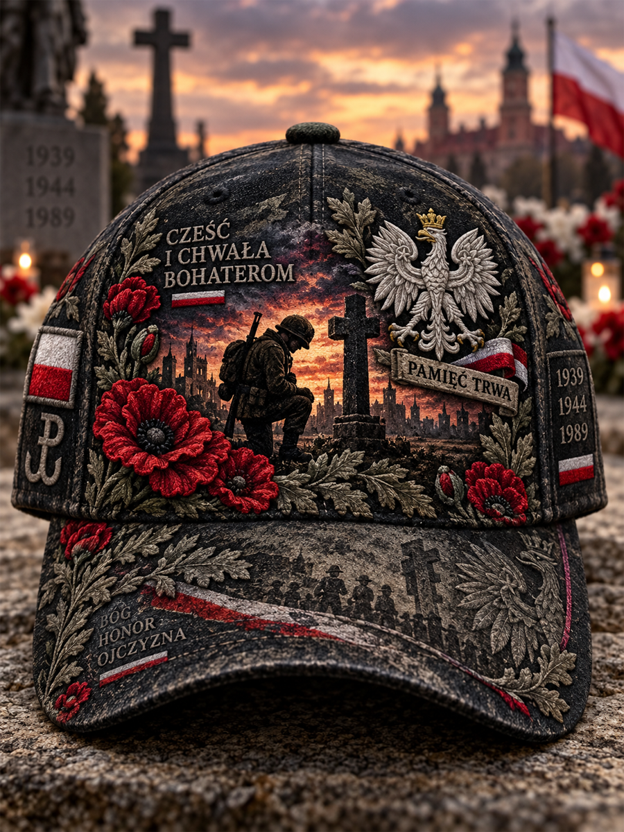 Czapka unisex z polskim pomnikiem wojskowym