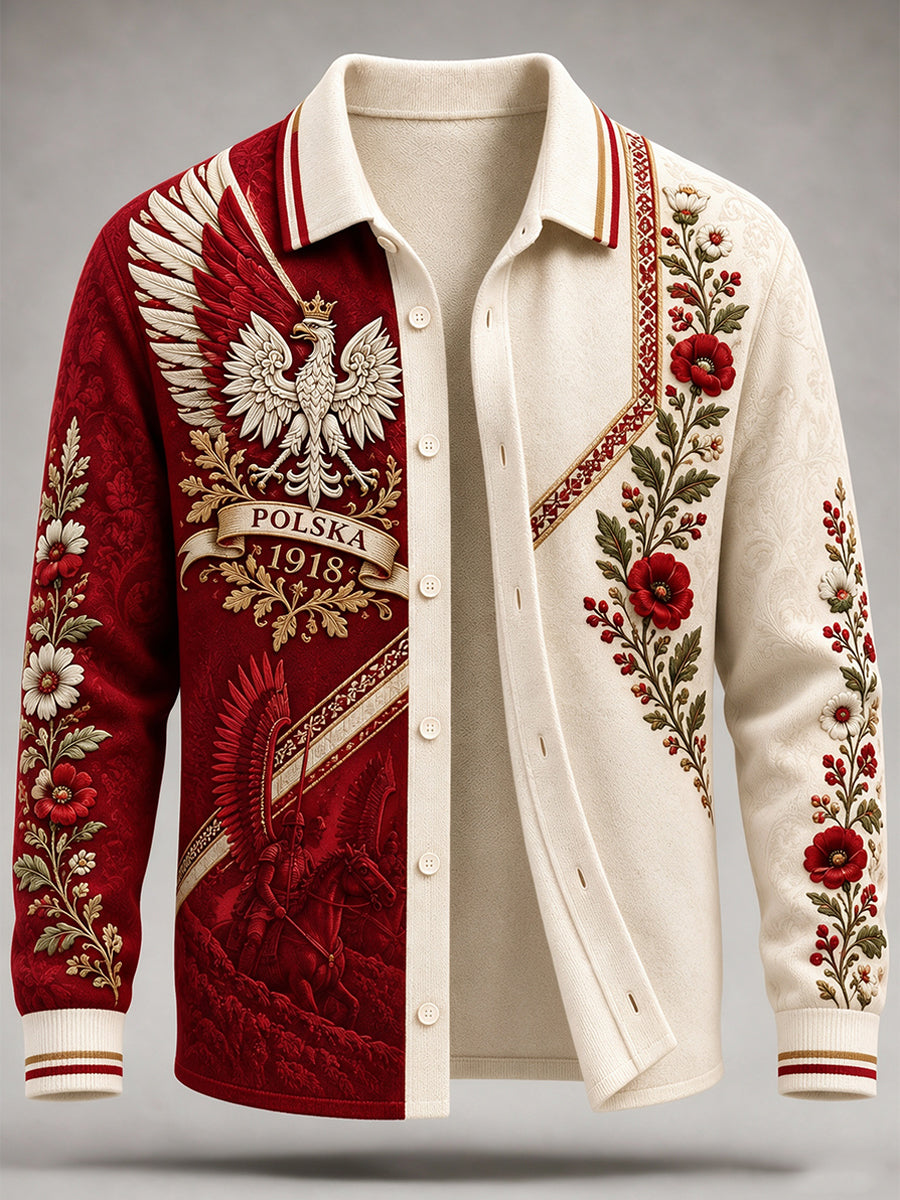 Męski sweter z imitacji wełny w polskim stylu