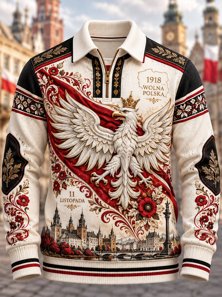 Męska bluza z kapturem i zamkiem Polska