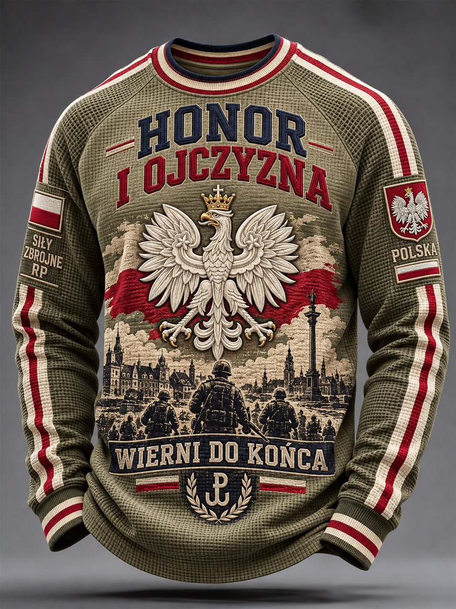 Herren-Militär-Style-Waffelstruktur-Langarm-T-Shirt