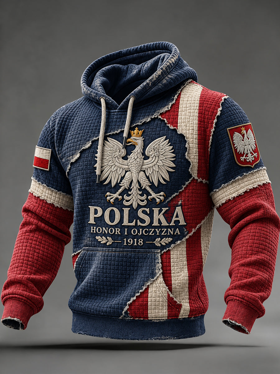 Herren-Militärstyle Oversized-Kapuzenpullover mit abfallender Schulter und Taschen