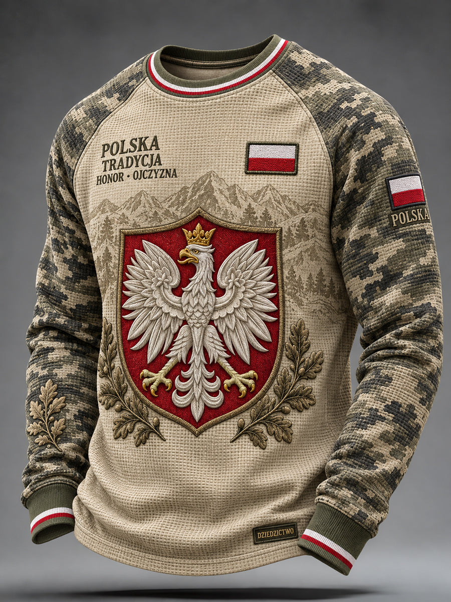 Herren-Militär-Style-Waffelstruktur-Langarm-T-Shirt