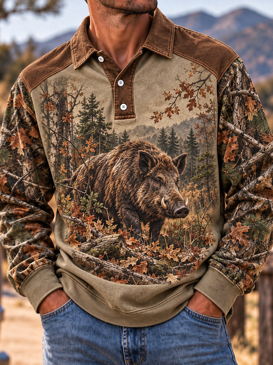 Koszula męska Vintage Hunting Camo Print Casual