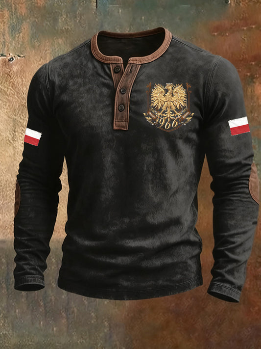 Męska koszulka z długim rękawem z nadrukiem polskim