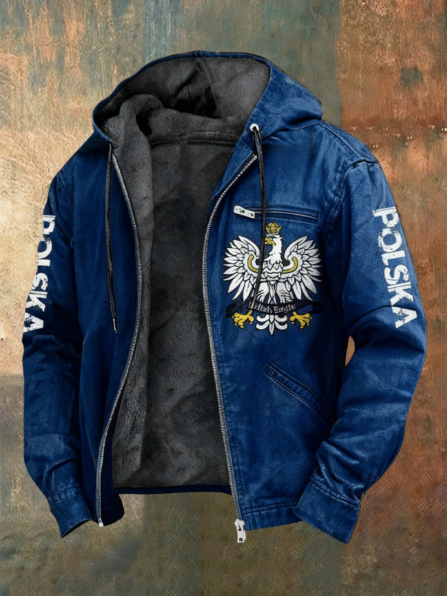 Kurtka z kapturem z polarową podszetką Retro Polish Eagle Patriot